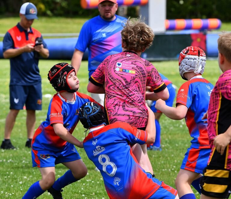 Aspatria Hornets juniors defending their line